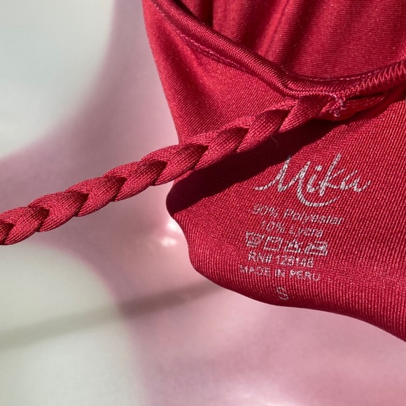 Braided Strap Athletic Tank Top Mika Cranberry Red - Picture 2 of 11